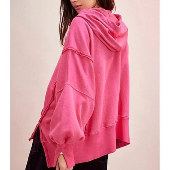Free People We The Free Camden Hoodie Pullover - PINK BLAZE - Picture 4 of 12
